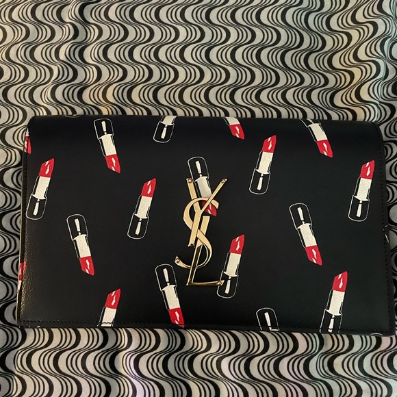 Saint Laurent Monogram Kate Limited
Edition Lipstick Print Black Leather Clutch - Picture 8 of 8